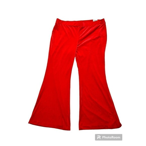 Lane Bryant Vibrant Red Luxe Velvet Pull on Mid Rise Flare‎ Pants Womens Plus 24 - Picture 1 of 7